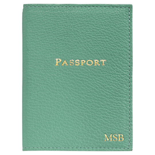 Personalized Robin's Egg Leather Passport Cover